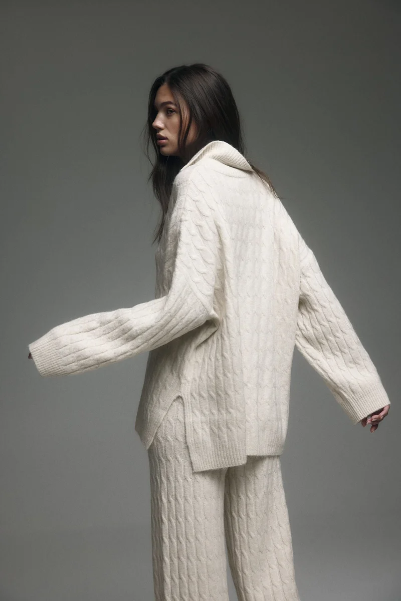 اتش اند ام كنزة بنمط محبوك مجدول