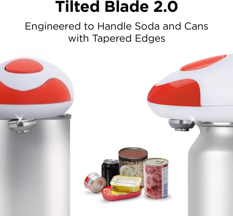 Kitchen Mama Auto 2.0 Electric Can Opener: Blade Opens Almost Any Can Pop or Soda Can - Automatic, Hands Free, Safe, Smooth Edge, Lid Remover, Battery Operated, Cordless, YES YOU CAN (Red) - Image 4