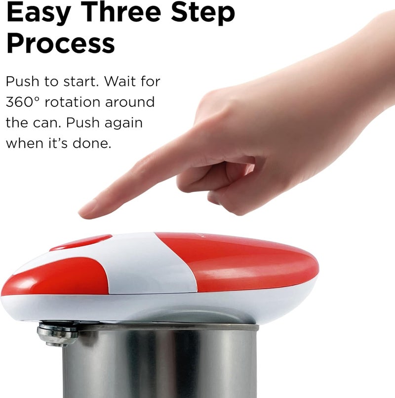 Kitchen Mama Auto 2.0 Electric Can Opener: Blade Opens Almost Any Can Pop or Soda Can - Automatic, Hands Free, Safe, Smooth Edge, Lid Remover, Battery Operated, Cordless, YES YOU CAN (Red) - Image 3