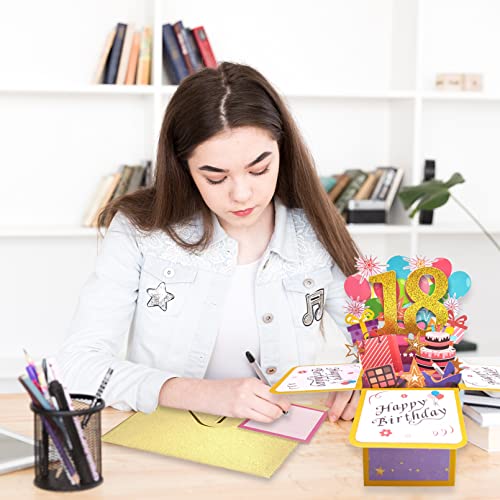 Asmallgf Beautiful 18th Birthday Pop Up Card for Him Her, Great Eighteen Bday 3D Greeting Card for Daughter Son, Happy 18 Years Old Gifts Ideas for Boys Girls - Image 5