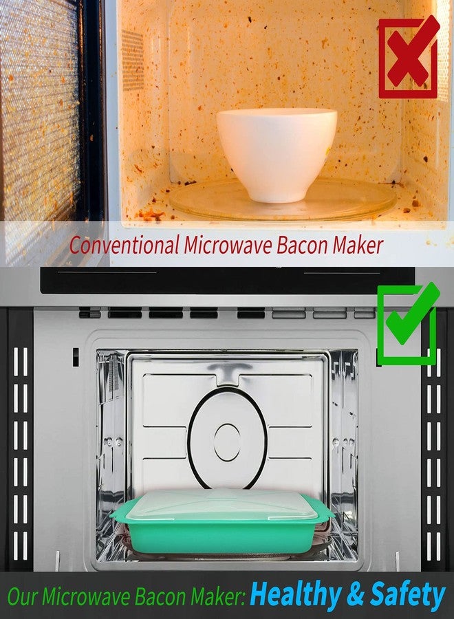 M MUGOOLER Microwave Easy Bacon Maker/Cooker with Lid, Safety, Quick and with No Mess, 11.3“ L x 9.0" W x 2.4" H- Blue - Image 5