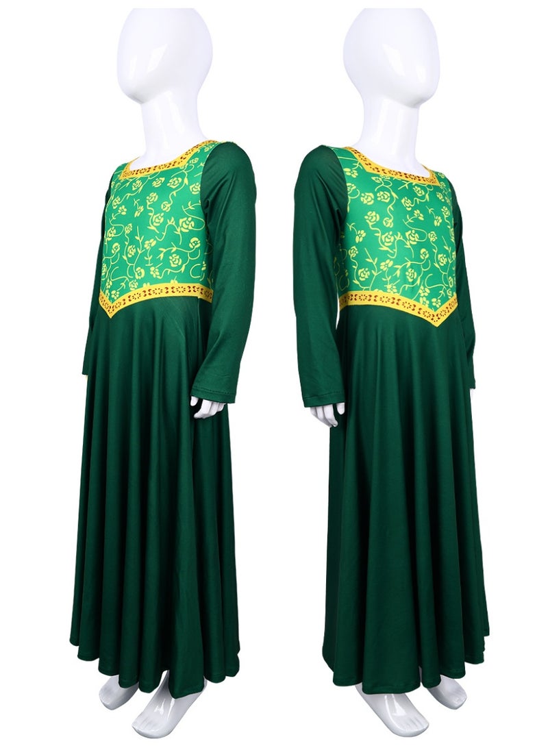 NIBEMINENT The stage performance costume of the Halloween monster, Princess Srikfiona, is a green long dress - Image 1