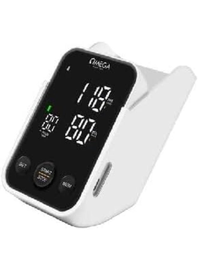 أوميغا جهاز قياس ضغط الدم الرقمي من أوميغا – شاشة LED ناطقة مع قياس معدل النبض – جهاز ضغط أوتوماتيكي مع حامل - Image 3