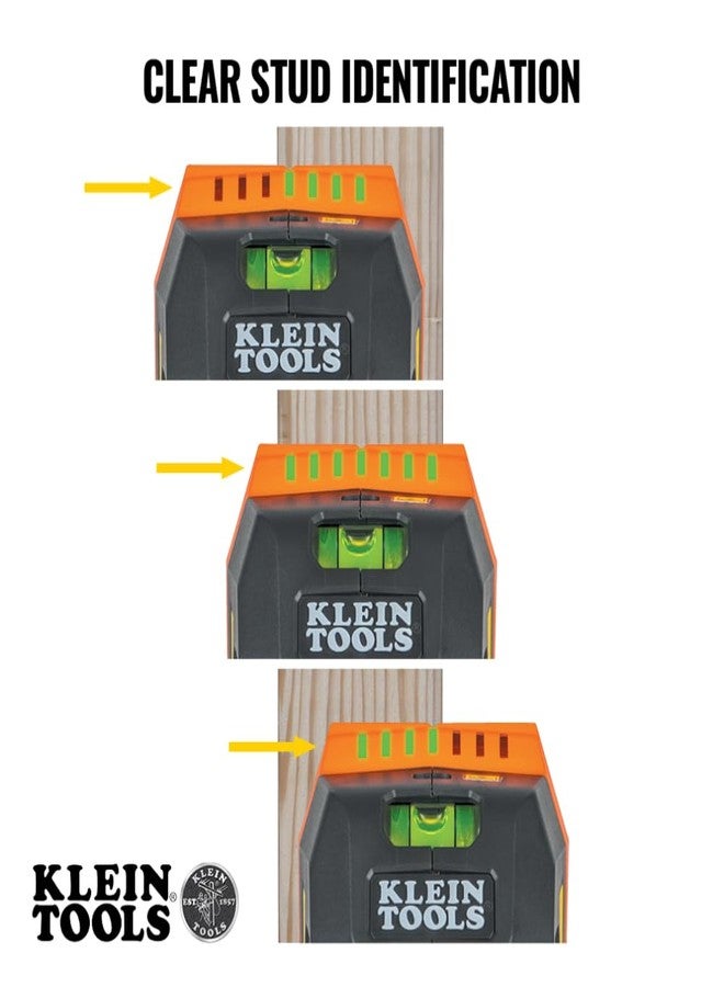 Klein Tools ESF150LL Electronic Stud Finder with Cross-Line Lasers, Bubble Level, Laser Class 3R; ≤5mW; 15-Foot in All Directions, for Wood and Metal Studs, LED and Audio Alert, Batteries Included - Image 3