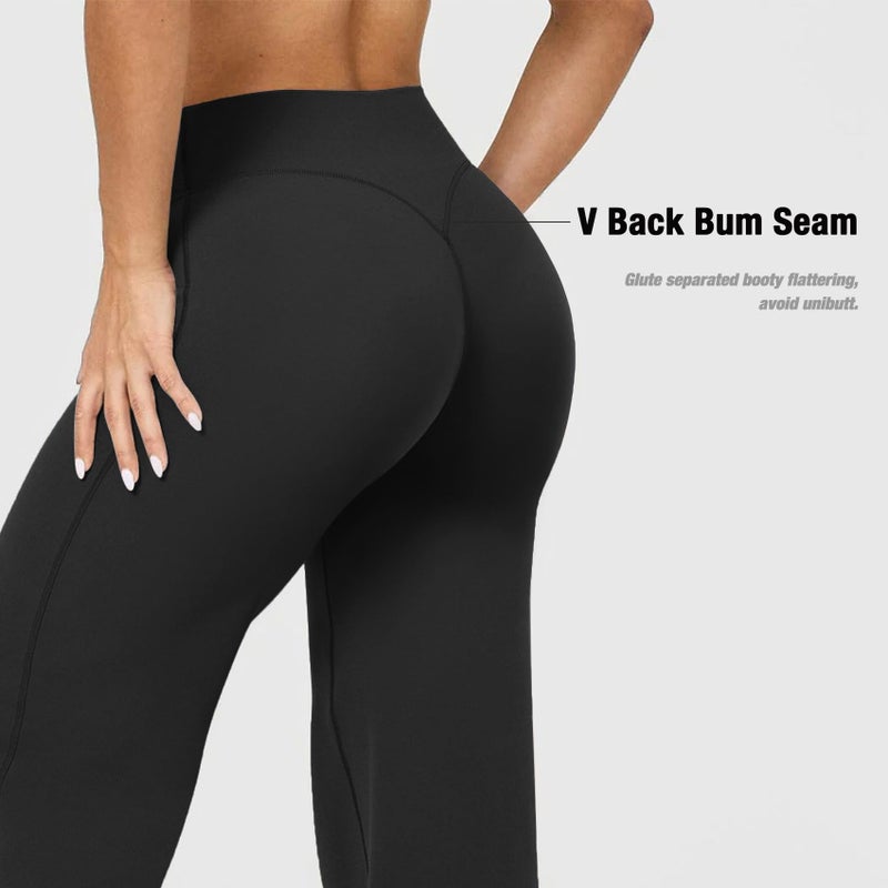 JGS1996 Wide Leg Yoga Pants Bottoms Straight Leg Leggings for Women High Waist Stretch Booty Casual Gym Workout Sweatpants Black - Image 4
