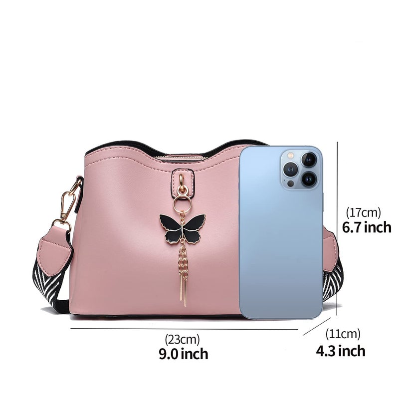 Xiaoyu Small Crossbody Bags for Women Fashion Purses for Teenage Girls Lightweight Handbags Shoulder Bag (Pink) - Image 4