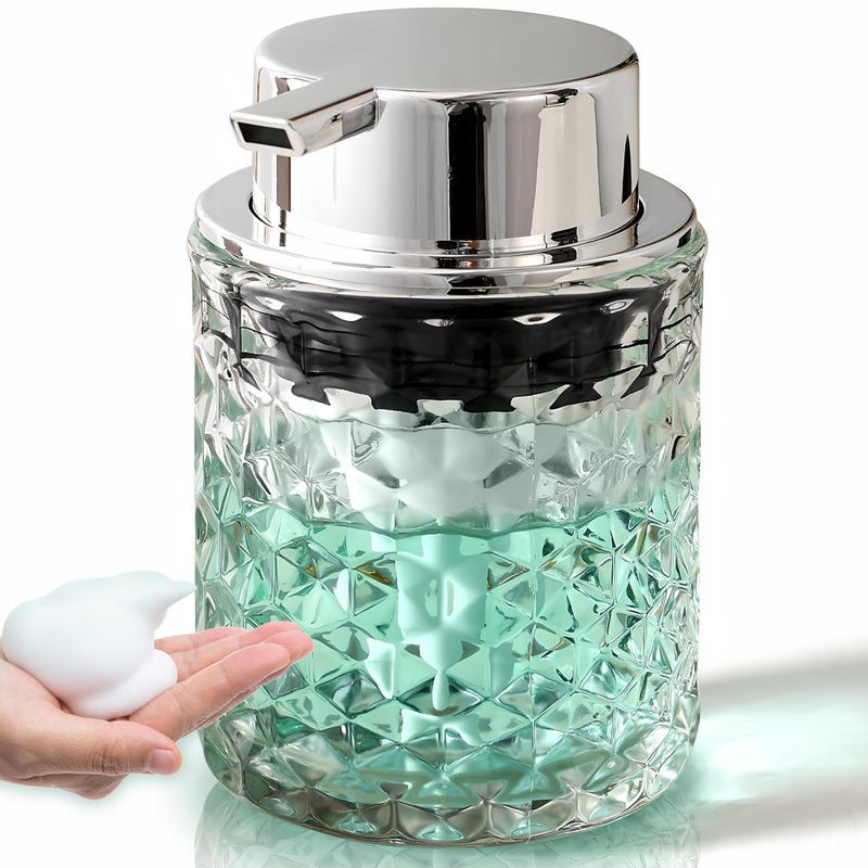 Malachi Foaming Hand Soap Dispenser, Refillable Clear Glass Pump Bottles for Liquid or Lotion, Modern Foam Dispenser for Bathroom, Kitchen, Commercial - Image 1