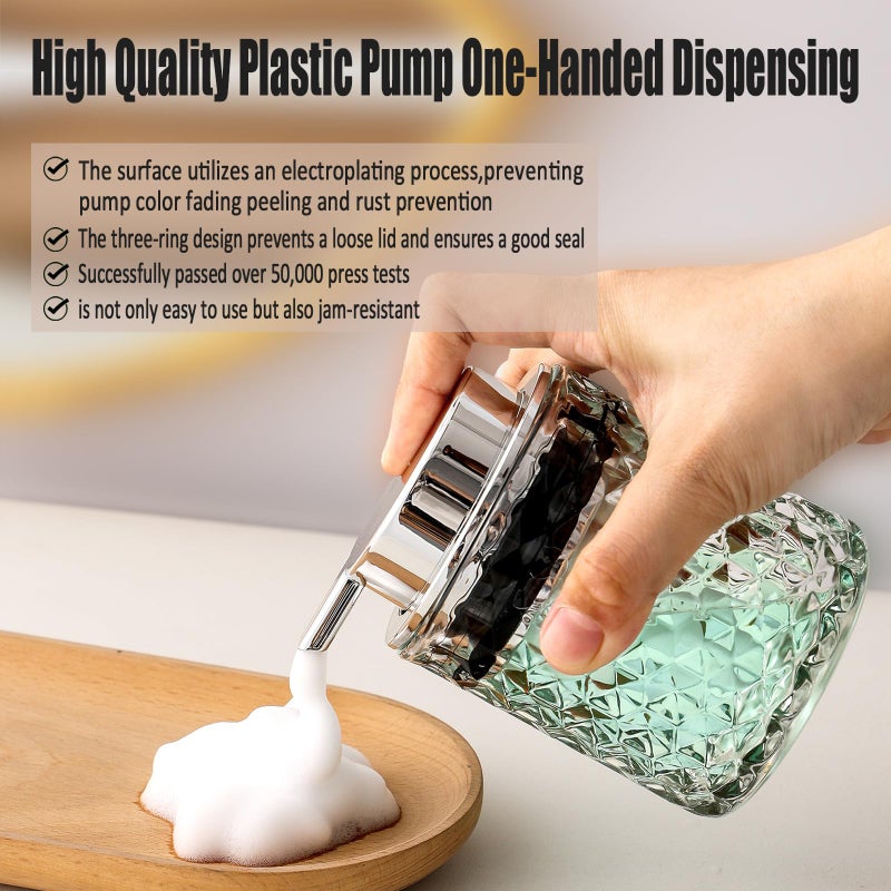 Malachi Foaming Hand Soap Dispenser, Refillable Clear Glass Pump Bottles for Liquid or Lotion, Modern Foam Dispenser for Bathroom, Kitchen, Commercial - Image 4