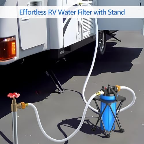 Hansing 4-Layer RV Water Filter with Stand and 7,000 Gallons Capacity, 3/4" GHT Metal Threads Inline Water Filter, Removes Sediments, Chlorine, PFAS, PFOS, VOCs, Heavy Metals, Bad Taste, Odor, and More - Image 2