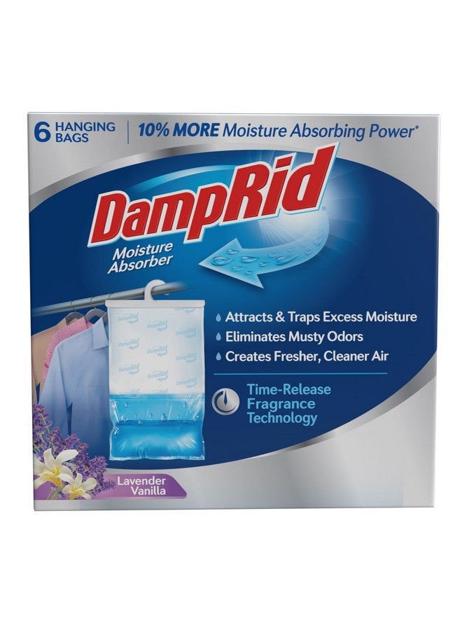 DampRid DampRid Lavender Vanilla Hanging Moisture Absorber, 15.4 oz., 6 Pack - Eliminates Musty Odors for Fresher, Cleaner Air, Ideal Moisture Absorbers for Closet, 10% More Moisture Absorbing Power*  - Image 1