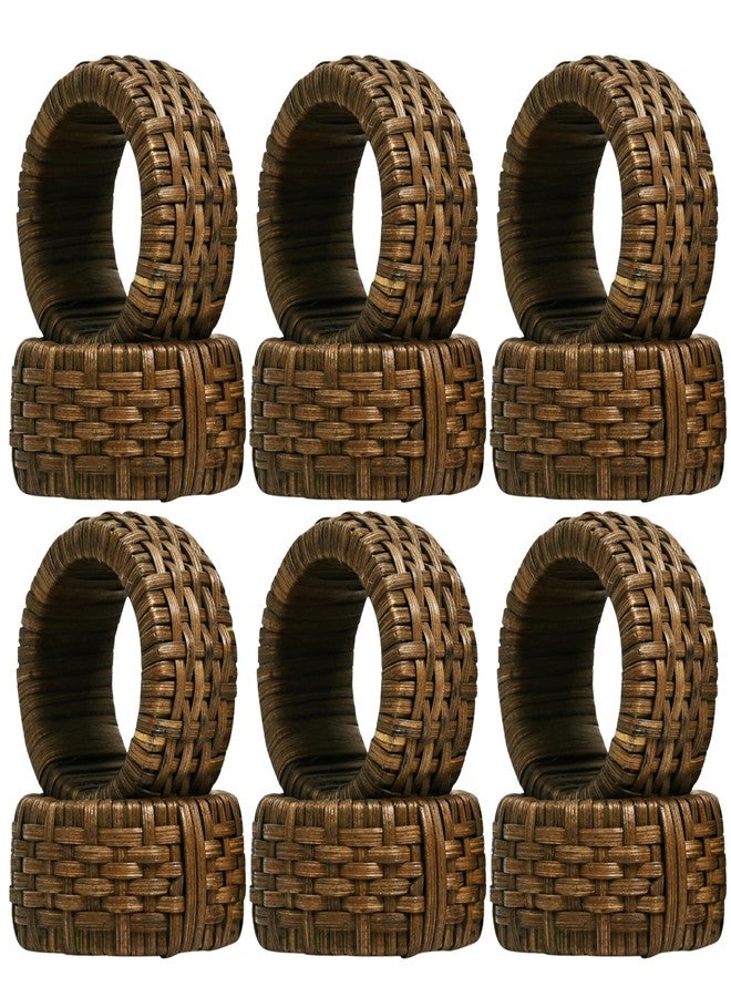 CLEENTABLE Decorative Jute Napkin Ring, Cane Napkin Rings Set of 12 - Hand Woven Napkin Holders for Farmhouse, Rustic, Holiday, Wedding, Easter, Thanksgiving, Xmas, Boho & Fall Table Décor (Walnut) - Image 1