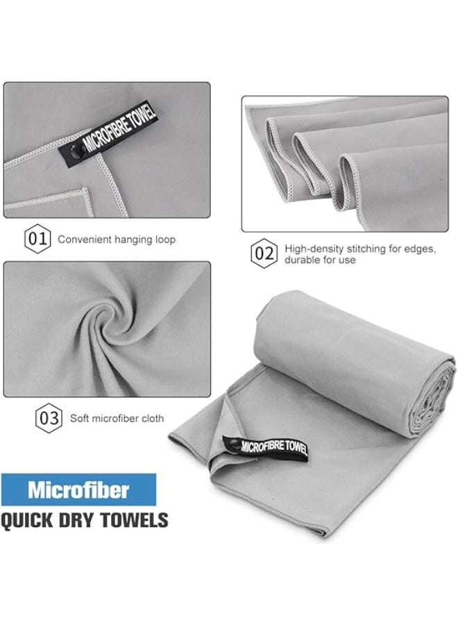 2 Pack Quick Drying Gym Towel 40 x 80CM Soft Microfiber Lightweight Sport Sweat Towel Perfect Travel Camping Towel Super Absorbent Ultra Compact for Gym Sport Yoga Backpacking Beach Swimming, Gray - Image 4