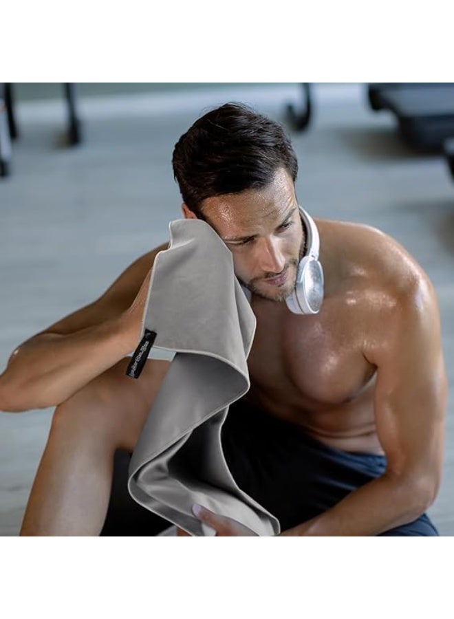 2 Pack Quick Drying Gym Towel 40 x 80CM Soft Microfiber Lightweight Sport Sweat Towel Perfect Travel Camping Towel Super Absorbent Ultra Compact for Gym Sport Yoga Backpacking Beach Swimming, Gray - Image 2