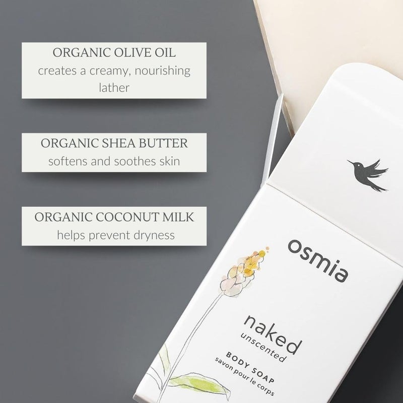 Osmia Skincare Natural Naked Body Soap | Nourish, Moisturize, Soften | Unscented, Sensitive Skin Safe | Clean Beauty For Healthy Skin (4 oz | 113 g) - Image 5