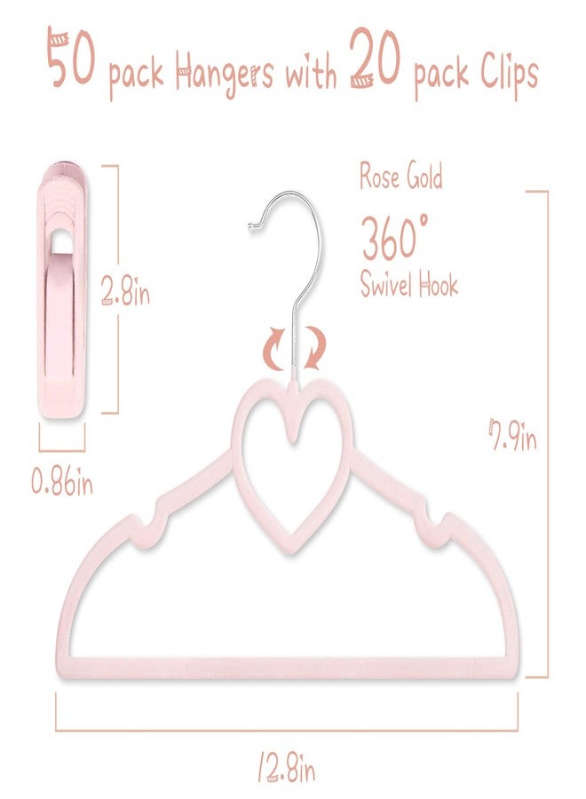 OneDream Pink Velvet Hooks for Kids, 50 Pack 13 Inch Hooks with 20 Movable Clips, Non-Slip for Boys and Girls, Heavy Duty and Space Saving - Image 3