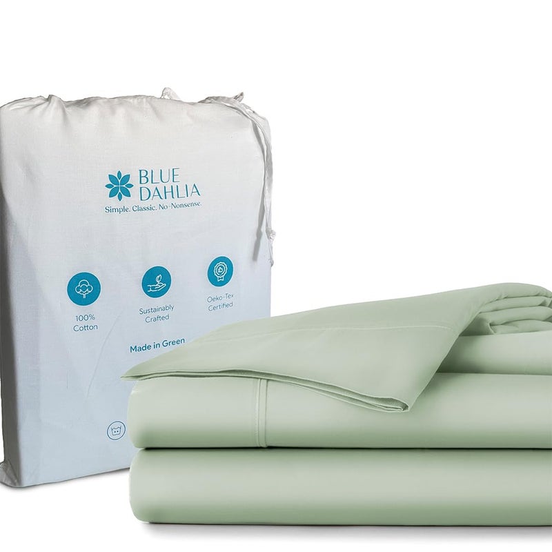 Blue Dahlia Blue Dahlia 100 Cotton King Size Elastic Fitted Sheet Set Up to 12 Deep Pocket 200TC 1 Fitted Set 72 x 78 2 Pillow 18x28 Oeko TEX Certified Sage Green 
