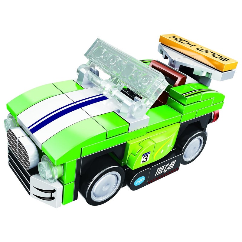 ThinkerPlace 8-in-1 Speed Racing Cars Blast (99 Pieces) | Learn About Electric Vehicles | Building Block Set for Kids Age 6+ | STEM Educational Toy | Build, Collect & Create Big-Size Racing Car - Image 1