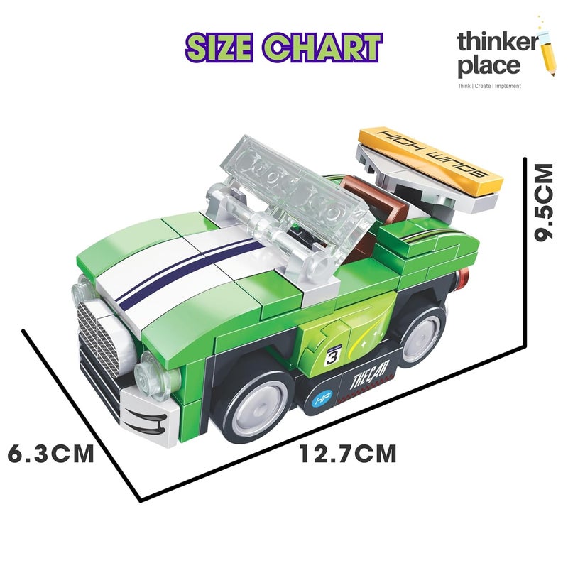 ThinkerPlace 8-in-1 Speed Racing Cars Blast (99 Pieces) | Learn About Electric Vehicles | Building Block Set for Kids Age 6+ | STEM Educational Toy | Build, Collect & Create Big-Size Racing Car - Image 5