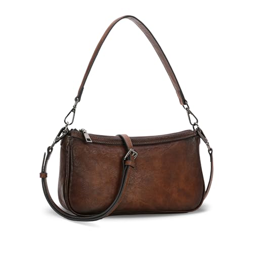 Iswee Genuine Leather Purses for Women Designer Crossbody Bags Lightweight Vintage Womens Shoulder Purse Casual(Coffee) - Image 1