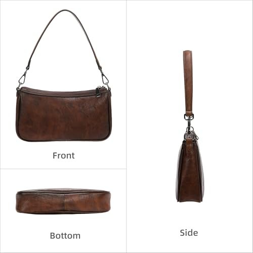 Iswee Genuine Leather Purses for Women Designer Crossbody Bags Lightweight Vintage Womens Shoulder Purse Casual(Coffee) - Image 4