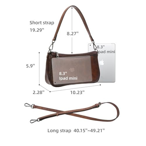 Iswee Genuine Leather Purses for Women Designer Crossbody Bags Lightweight Vintage Womens Shoulder Purse Casual(Coffee) - Image 3