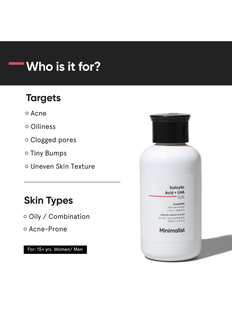منيماليست غسول وجه بسيط مضاد لحب الشباب بحمض الساليسيليك ٢٪ للبشرة الدهنية والمعرضة لحب الشباب | مع حمض الليبوهيدروكسي لتنظيف المسام والتحكم في الزيوت وتنظيم إفراز الدهون | تركيبة خالية من الكبريتات مع الزنك لتقشير لطيف | منظف للنساء والرجال | ١٠٠ مل - Image 2
