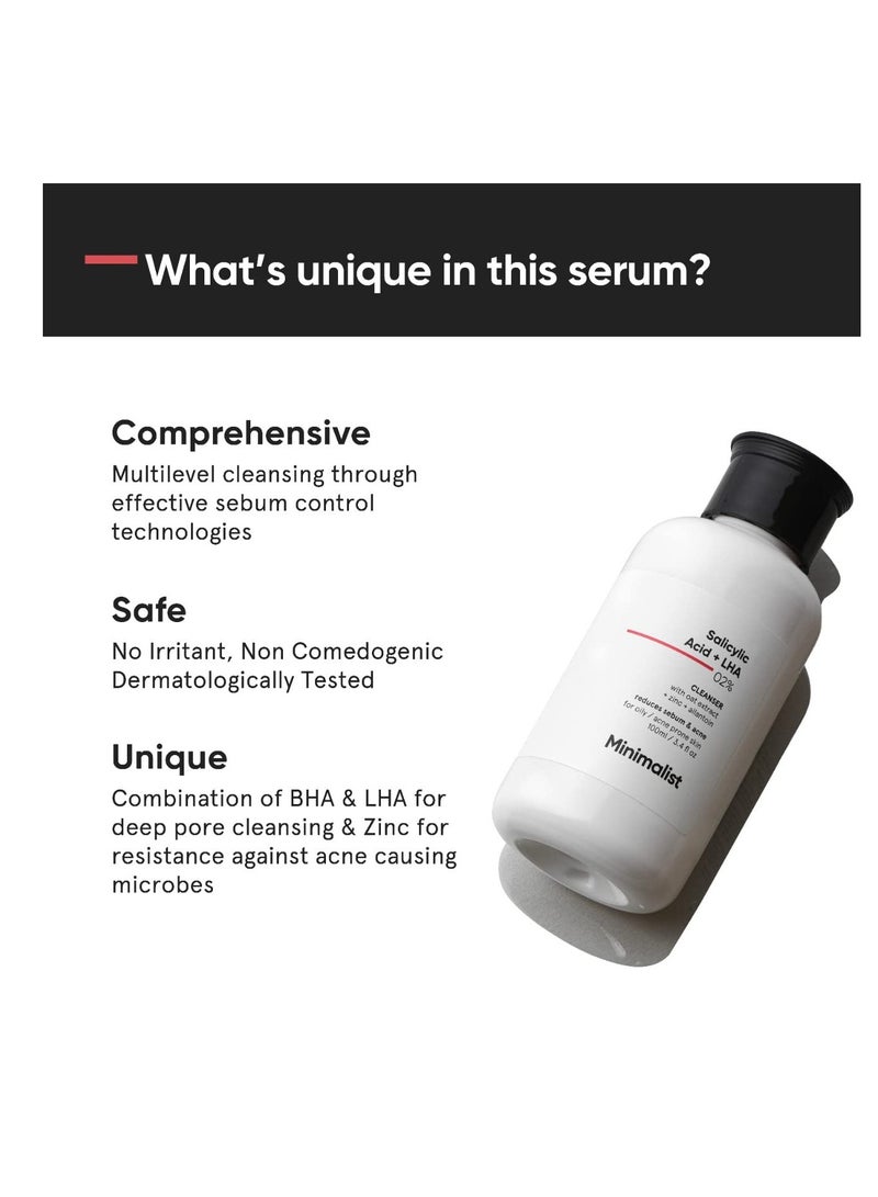 منيماليست غسول وجه بسيط مضاد لحب الشباب بحمض الساليسيليك ٢٪ للبشرة الدهنية والمعرضة لحب الشباب | مع حمض الليبوهيدروكسي لتنظيف المسام والتحكم في الزيوت وتنظيم إفراز الدهون | تركيبة خالية من الكبريتات مع الزنك لتقشير لطيف | منظف للنساء والرجال | ١٠٠ مل - Image 3