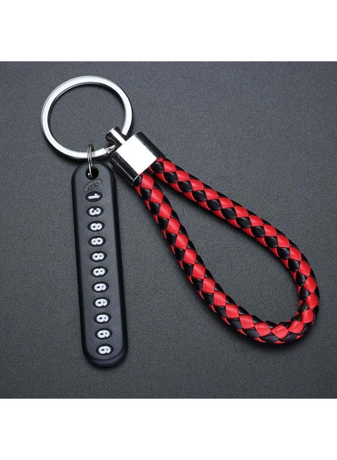 Anti-lost Phone Number Plate Pendant Car Keychain Key Ring  - Image 1