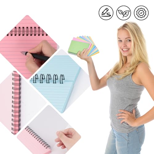 Koogel 400PCS Index Cards, 4x6 Colored Ruled Index Cards with Rings for Back to School, Flashcards Heavy Note Card with Waterproof Covers for Studying Learning School College Office Supplies, 8 Colors - Image 2
