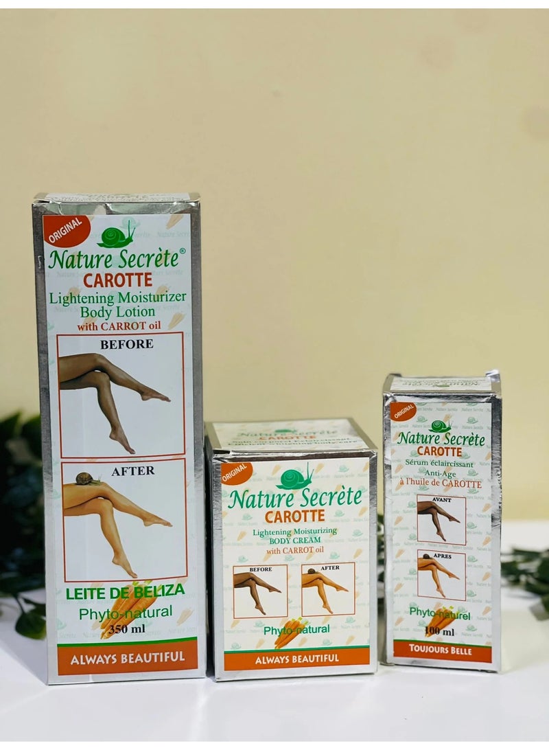 Nature Secrete Carotte Lightening Moisturizer Body Lotion, Body Cream and Serum with Carrot Oil