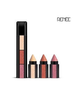 Renee Fab 3 In 1 Eyeshadow Shimmery Finish Enriched With Vitamin E 4.5G Adds Dimension And Intensity Highly Pigmented 3 Shades In 1 Stick Multicolor  - Image 3