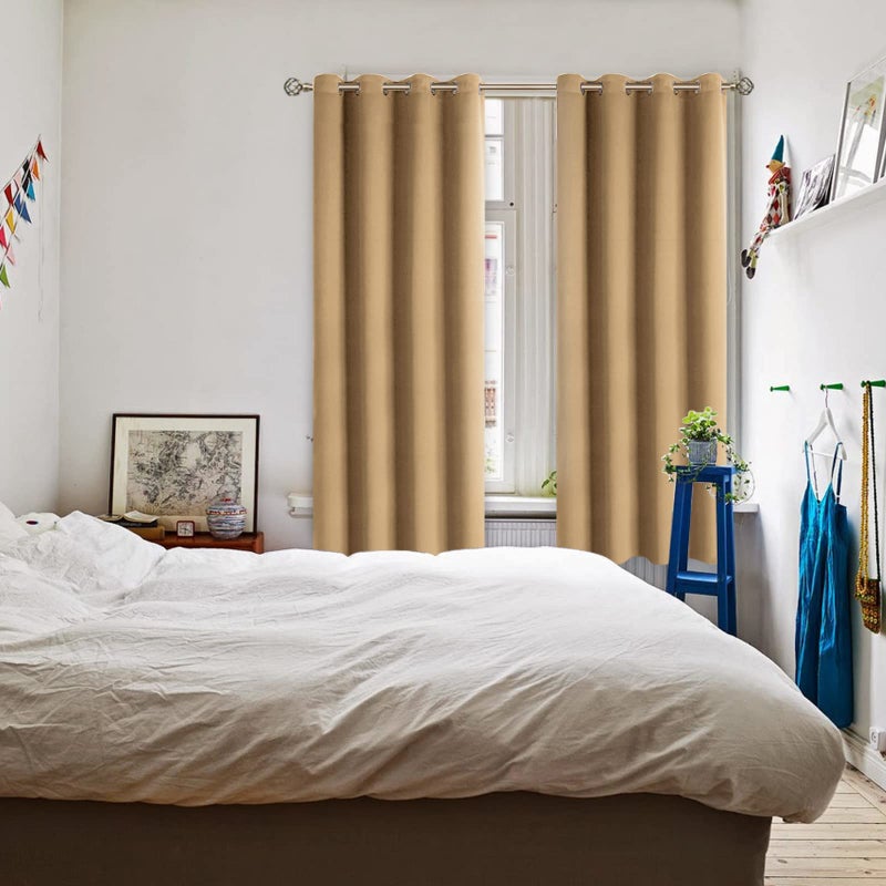 BGment الستائر التعتيم في غرفة المعيشة - الغرفة المعزولة الحرارية الغامق الستائر الغامق لغرفة النوم 2 لوحات من 52 × 63 بوصة khaki - Image 2