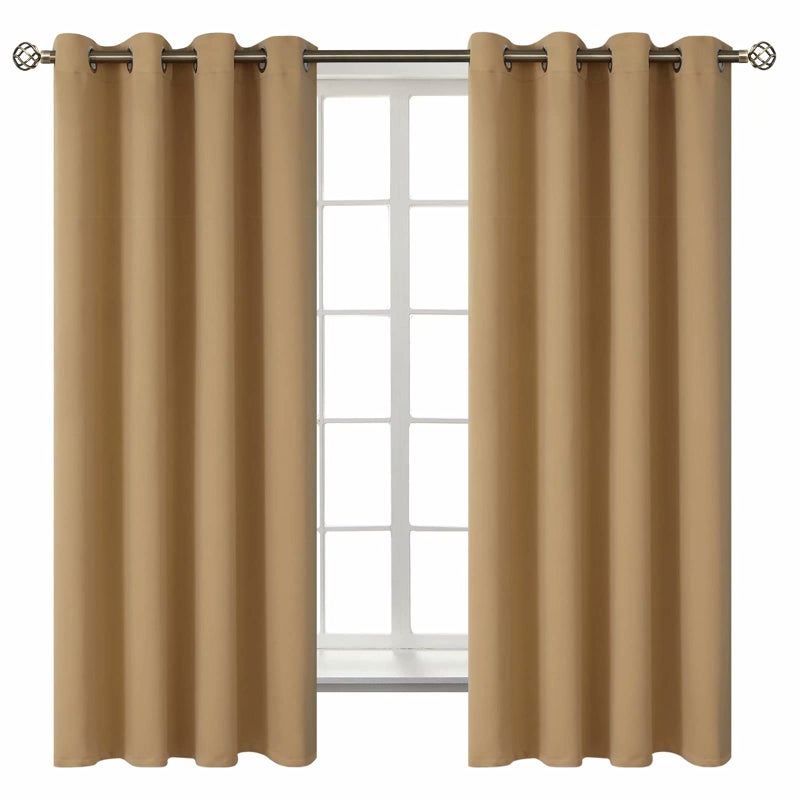 BGment الستائر التعتيم في غرفة المعيشة - الغرفة المعزولة الحرارية الغامق الستائر الغامق لغرفة النوم 2 لوحات من 52 × 63 بوصة khaki - Image 1