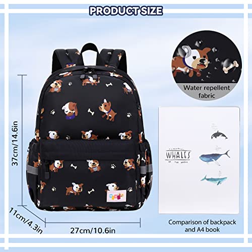 Lanola Cute Little Girls Backpack Waterproof Small Kids Backpacks Daypack for Toddler Girl Bakcpack Travel Bag Baby Children Preschool Bakcpack- Black Dog - Image 3