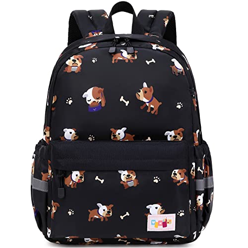 Lanola Cute Little Girls Backpack Waterproof Small Kids Backpacks Daypack for Toddler Girl Bakcpack Travel Bag Baby Children Preschool Bakcpack- Black Dog - Image 1