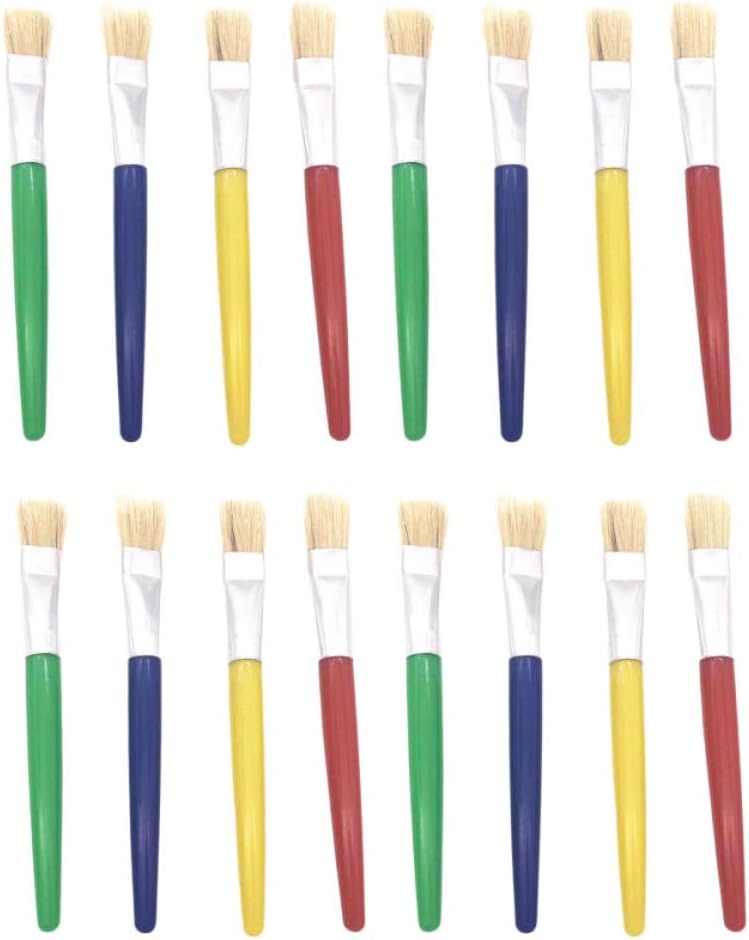 ORFOFE 28 Pieces Drawing Paintbrush Set Flat Head Graffiti Brushes with Plastic Handles for ’s DIY Painting and Art Supplies - Image 1