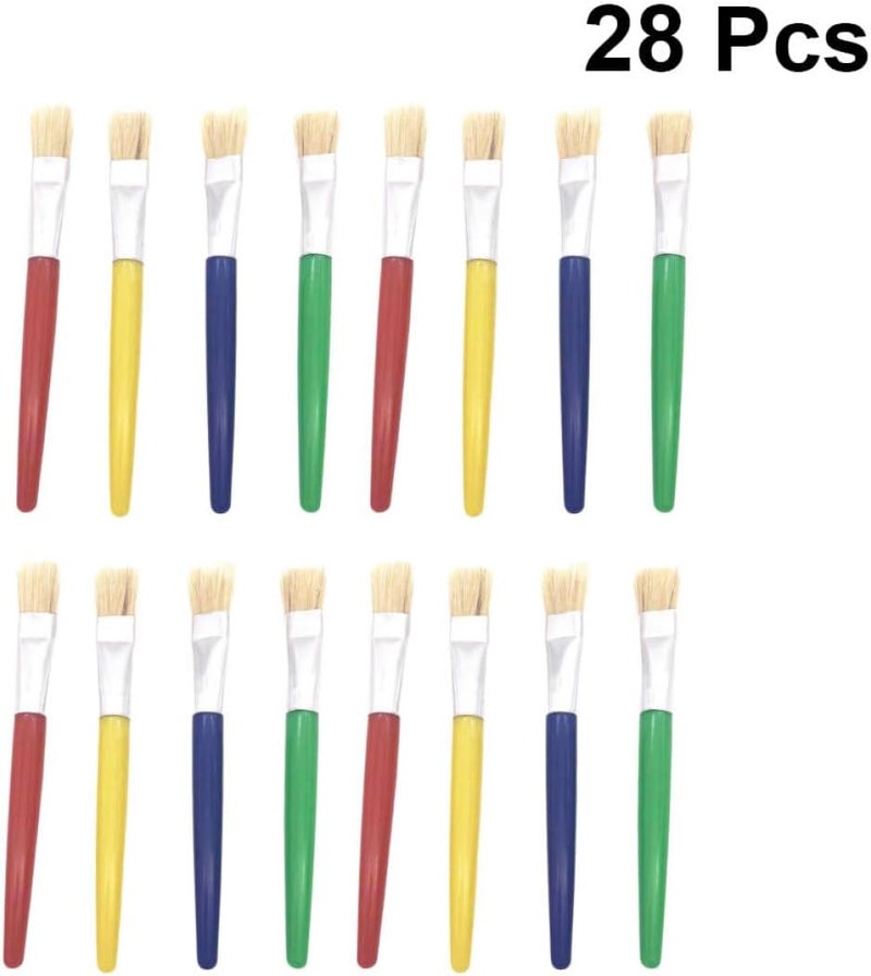 ORFOFE 28 Pieces Drawing Paintbrush Set Flat Head Graffiti Brushes with Plastic Handles for ’s DIY Painting and Art Supplies - Image 3