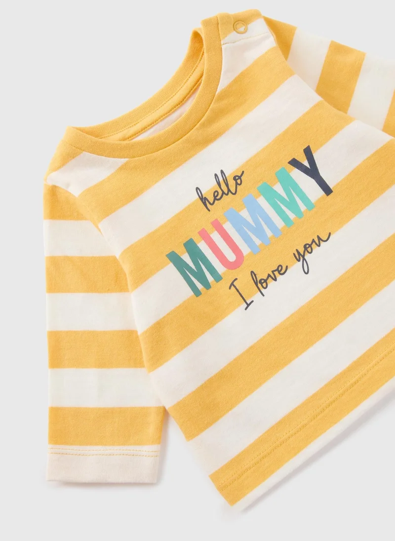 Matalan Baby Yellow Stripe Mummy Long Sleeve Top