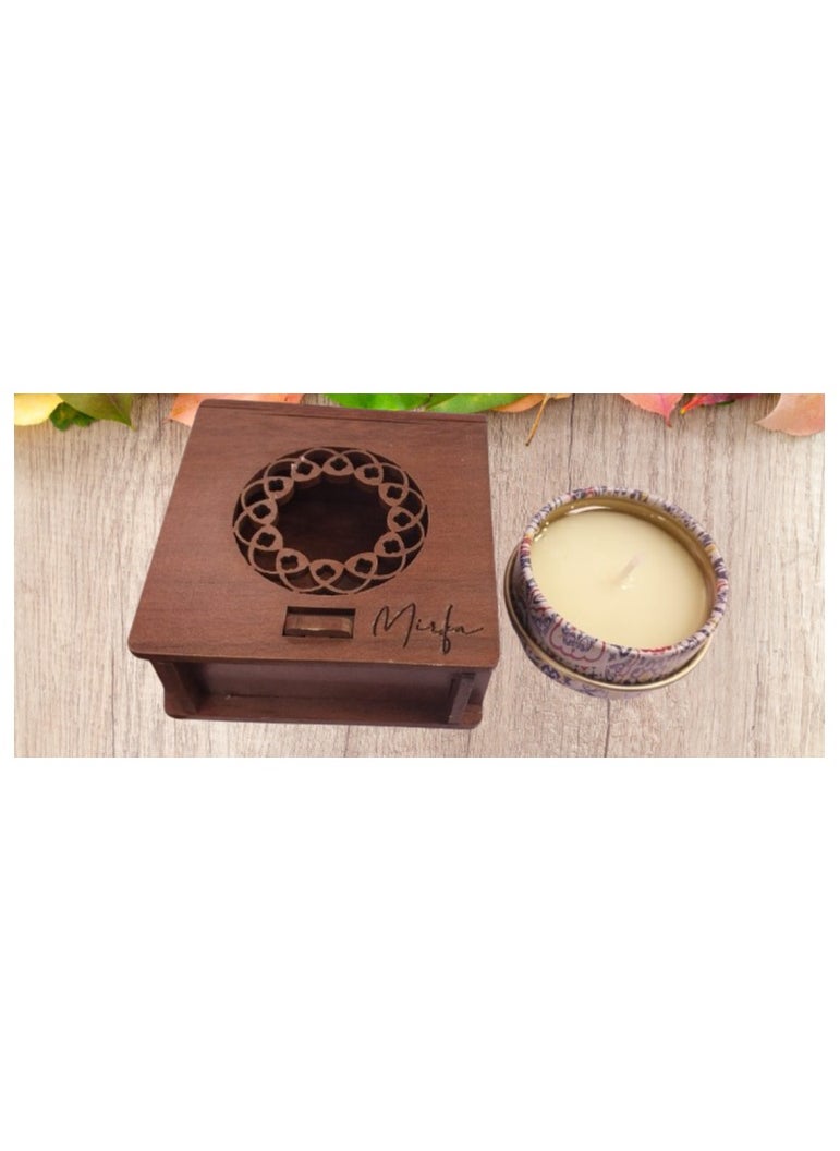 MIRFA Scented Candle In Wood Crafted Box - Jasmine Haven - Small  - Image 1