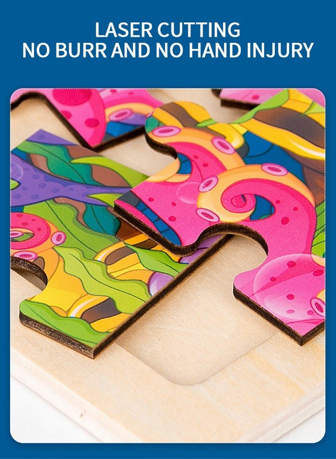 GROIC 48 Pieces Of Children's Puzzles Preschool Education Puzzle Board Astronaut Learning Educational Puzzle Wooden Jigsaw Puzzle Children's Enlightenment Education Learning Toy - Image 5