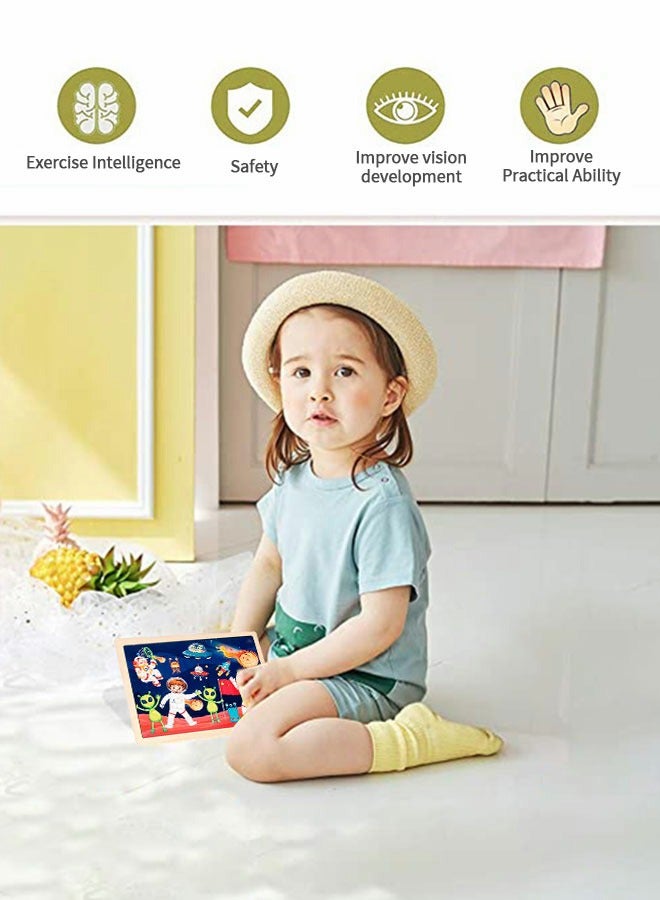 GROIC 48 Pieces Of Children's Puzzles Preschool Education Puzzle Board Astronaut Learning Educational Puzzle Wooden Jigsaw Puzzle Children's Enlightenment Education Learning Toy - Image 4