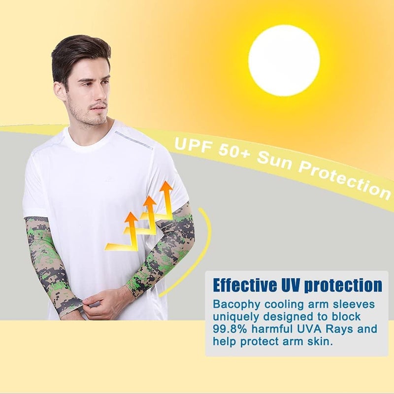 أكمام الذراع المبردة الواقية من أشعة الشمس فوق البنفسجية، KASTWAVE UPF 50 غطاء الذراع الطويل المضغوط، أكمام الذراع المضغوطة الواقية من الأشعة فوق البنفسجية والمبردة، لركوب الدراجات والقيادة والجولف والجري للرجال والنساء - 3 أزواج - Image 2