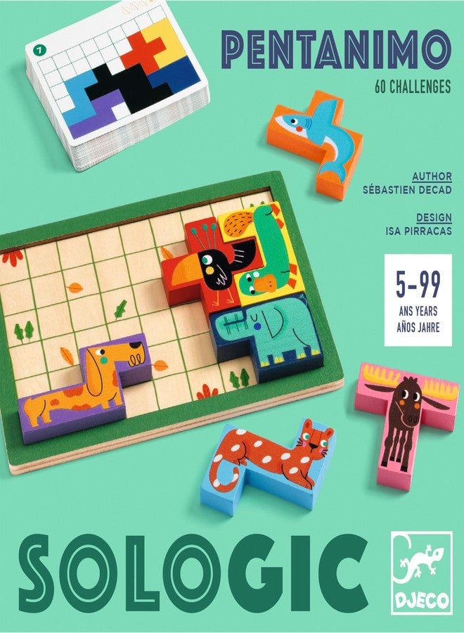 DJECO SoLogic Pentanimo - Wooden Logic Game for Little Ones - Challenging, Fun & Creative Activity for Family & Friends - Cute Animal Puzzle Toy for Children 5+ Years Girls & Boys - Image 4
