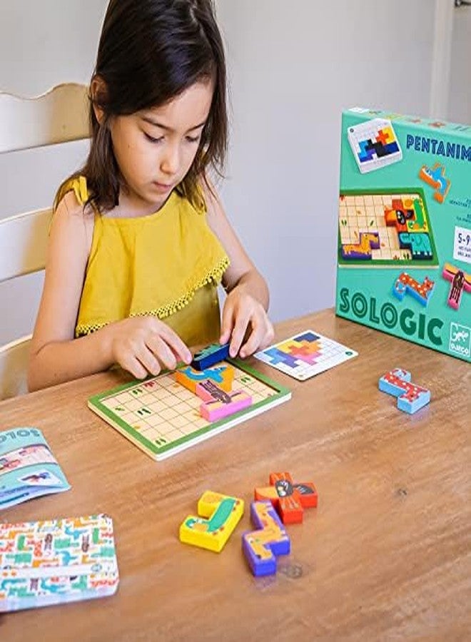 DJECO SoLogic Pentanimo - Wooden Logic Game for Little Ones - Challenging, Fun & Creative Activity for Family & Friends - Cute Animal Puzzle Toy for Children 5+ Years Girls & Boys - Image 3