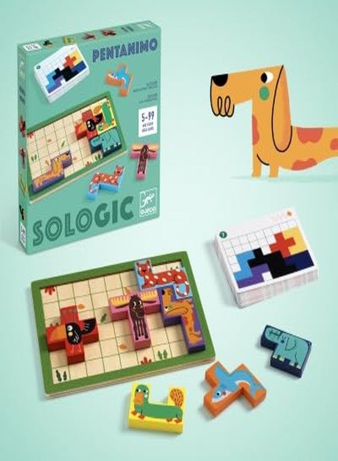 DJECO SoLogic Pentanimo - Wooden Logic Game for Little Ones - Challenging, Fun & Creative Activity for Family & Friends - Cute Animal Puzzle Toy for Children 5+ Years Girls & Boys - Image 5