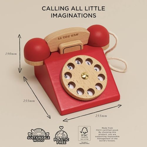 Le Toy Van Vintage Wooden Toy Phone Role Play Toy Boys Or Girls Pretend Play Toy Food Playset For Ages 2 - Image 5