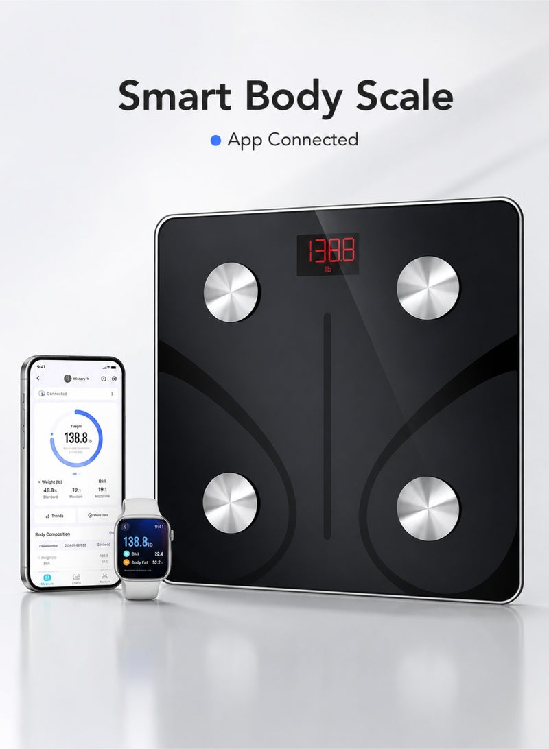 WHO Smart Bluetooth Body Fat Scale, 13 Body Composition Analyses, Bmi and Body Fat Percentage Monitoring, Fitness and Weight Loss Data Tracking, Synchronized with Mobile App, 400-Pound Weight Capacity Digital Scale. - Image 1