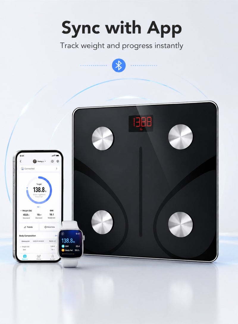 WHO Smart Bluetooth Body Fat Scale, 13 Body Composition Analyses, Bmi and Body Fat Percentage Monitoring, Fitness and Weight Loss Data Tracking, Synchronized with Mobile App, 400-Pound Weight Capacity Digital Scale. - Image 2