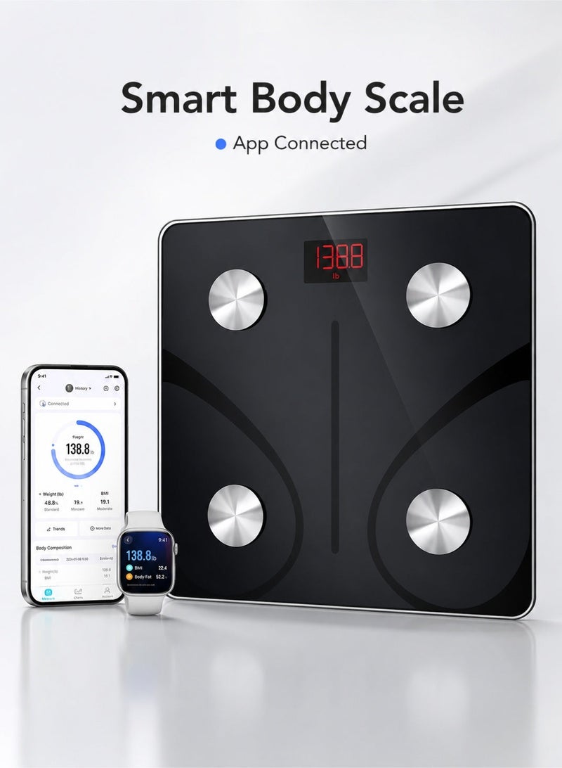 WHO Smart Bluetooth Body Fat Scale, 13 Body Composition Analyses, Bmi and Body Fat Percentage Monitoring, Fitness and Weight Loss Data Tracking, Synchronized with Mobile App, 400-Pound Weight Capacity Digital Scale. - Image 2