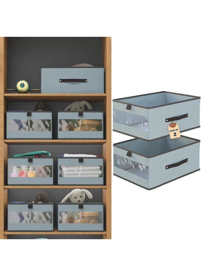 Kuber Industries Kuber Industries (Pack of 2) Storage Box | Wardrobe Organizer | Foldable Storage Organizer with Transparent Window | Closet Drawer Organizer for Saree, Shirts, Blankets, Books & Toys | Grey - Image 1